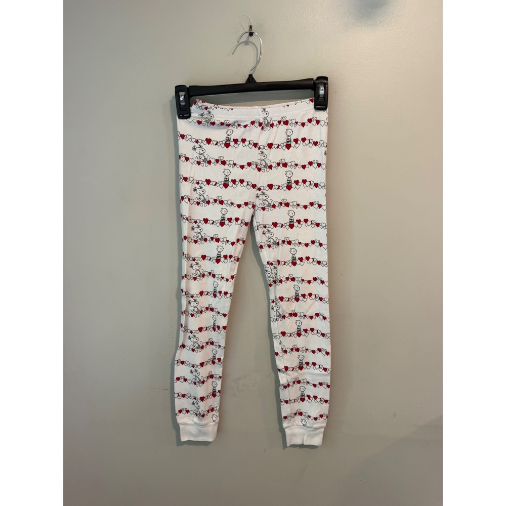 Janie and Jack Peanuts Snoopy Hearts Pajama Pants White Red Girls Size 8